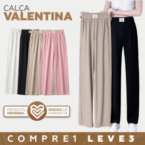 Calça Feminina Valentina em Malha Seda Gelo — Kit 3 Calças