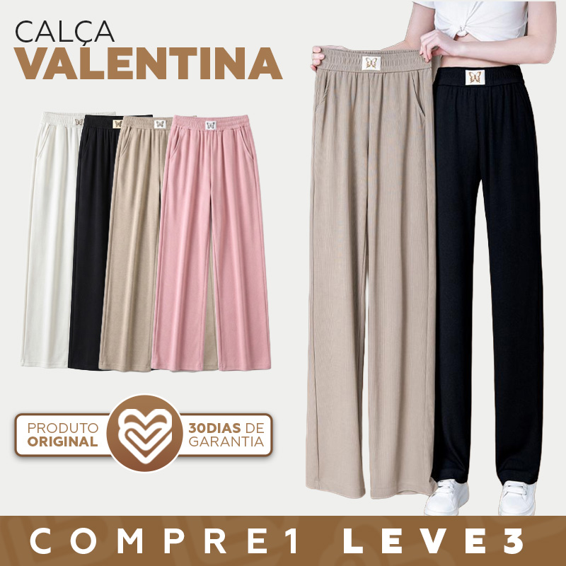Calça Feminina Valentina em Malha Seda Gelo — Kit 3 Calças