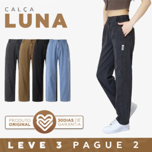Calça Feminina Luna em Malha Seda Gelo — Kit 3 Calças