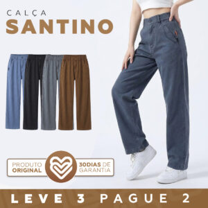 Calça Feminina Santino em Algodão e Seda Gelo — Kit 3 Calças